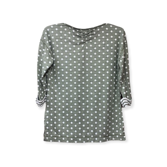 SzM Green/White Cuff Sleeve Top T by Talbots - Picture 5 of 9